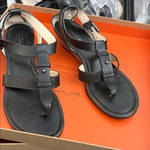 Coach Black Leather Strappy Sandals